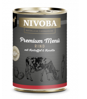 NIVOBA Rind PREMIUM MENÜ für Hunde, Konserve NEU 6x400g