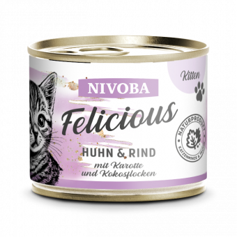 NIVOBA - Felicious Huhn & Rind für Kitten, Konserve NEU 6x200g