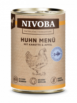 NIVOBA - Huhn Menü mit Karotte & Apfel für Hunde, Konserve NEU 6x400g
