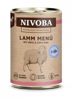 NIVOBA - Lamm Menü mit Reis & Zucchini für Hunde, Konserve NEU 6x400g