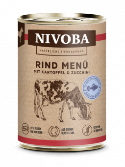 NIVOBA - Rind Menü mit Kartoffel & Zucchini für Hunde, Konserve NEU 6x400g