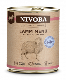 NIVOBA - Lamm Menü mit Reis & Zucchini für Hunde, Konserve NEU 6x800g