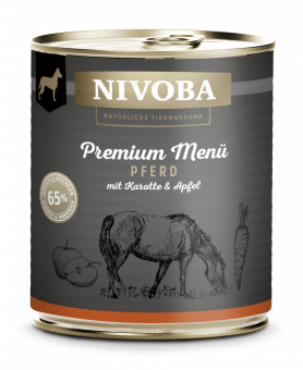 NIVOBA - Premium Menü Pferd für Hunde, Konserve NEU 6x800g