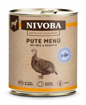 NIVOBA - Pute Menü mit Reis & Karotte für Hunde, Konserve NEU 6x800g