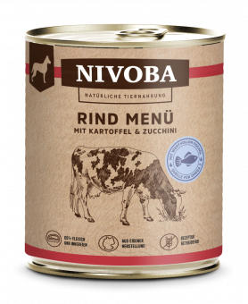 NIVOBA - Rind Menü mit Kartoffel & Zucchini für Hunde, Konserve NEU 6x800g
