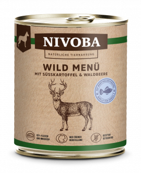NIVOBA - Wild Menü mit Süßkartoffel & Waldbeere für Hunde, Konserve NEU 6x800g