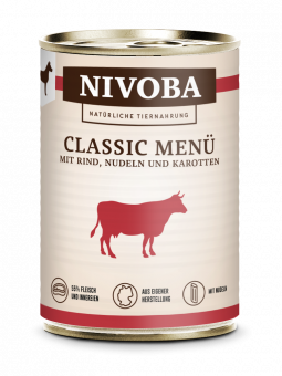 NIVOBA - Classic Menü Rind, Nudeln und Karotte für Hunde, Konserve NEU 6x400g