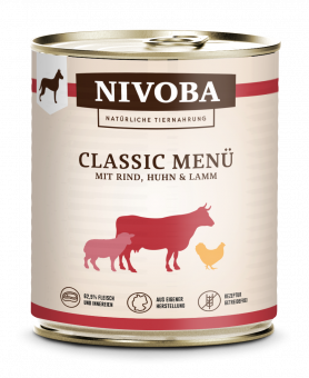 NIVOBA - Classic Menü Rind, Huhn & Lamm für Hunde, Konserve NEU 6x800g