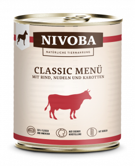 NIVOBA - Classic Menü Rind, Nudeln und Karotte für Hunde, Konserve NEU 6x800g
